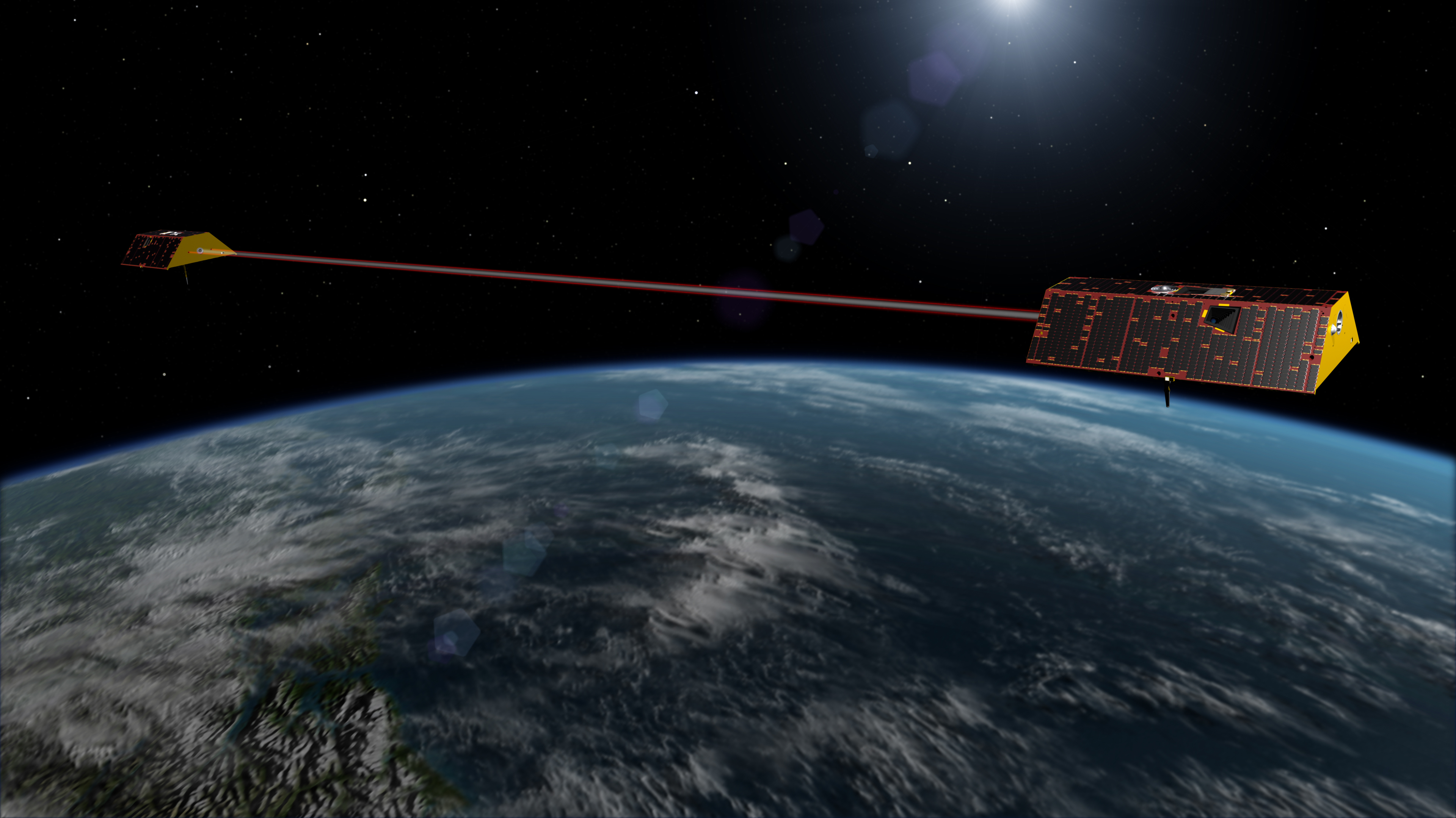 Illustration of GRACE-FO in orbit